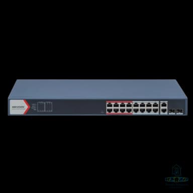 Switch 16 Port Fast Ethernet Smart 16 × 10/100 Mbps ports PoE, 2 × Gigabit combos Hikvision DS-3E1318P-EI